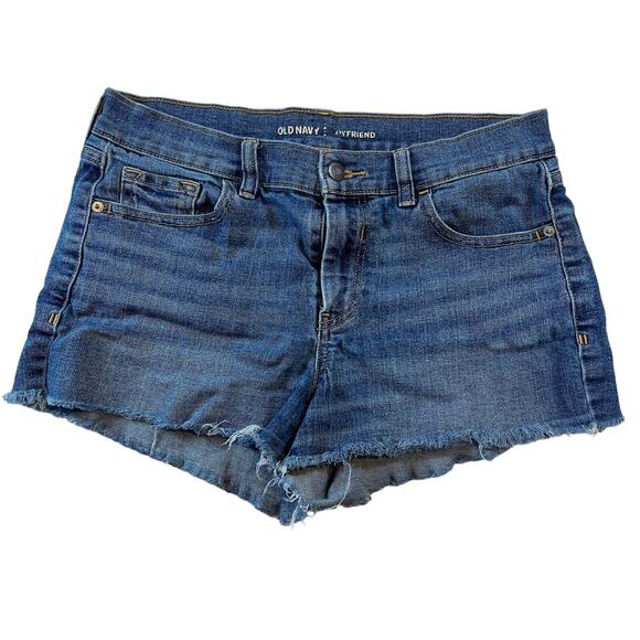Old Navy Boyfriend Shorts Womens Size 8 Blue Denim Distressed Cut-Off Stretch - Picture 1 of 6